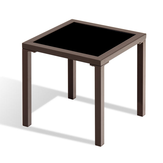 16" Black Square Glass Outdoor Side Table - Luminous Bear Shop