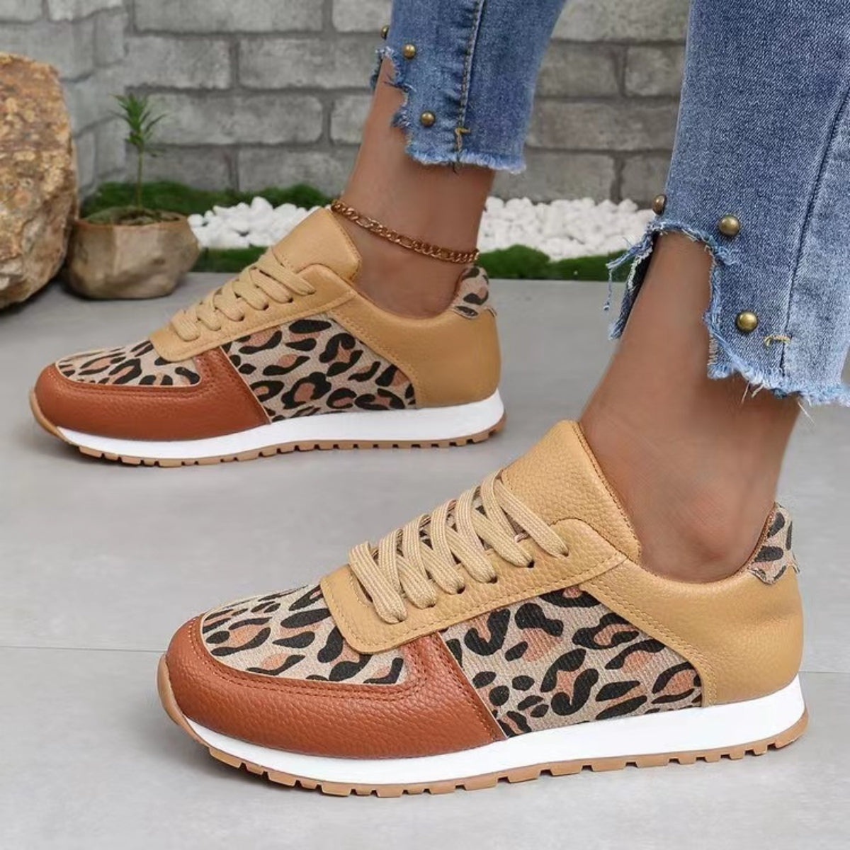 Tied Printed PU Leather Athletic - Luminous Bear Shop