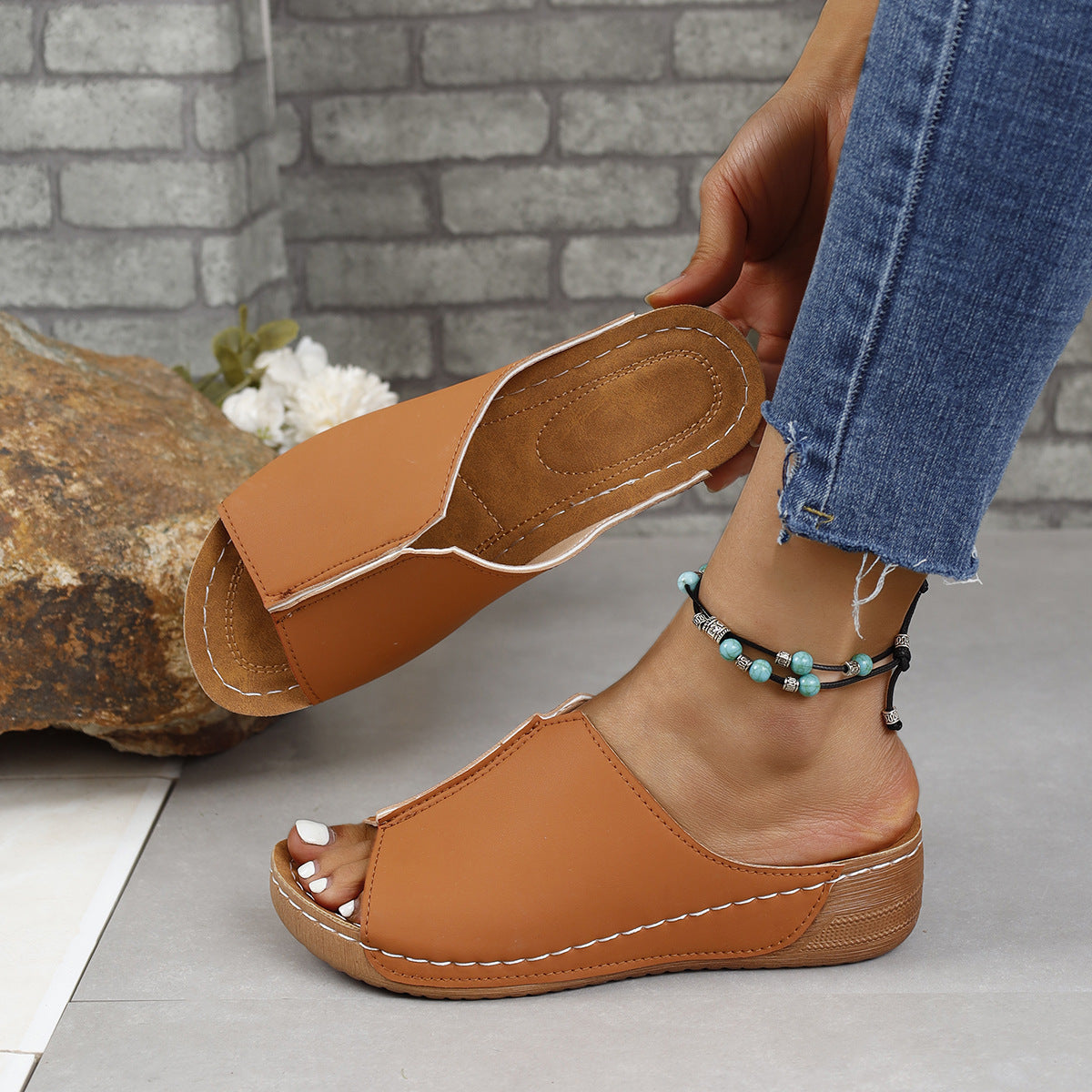 PU Leather Open Toe Sandals - Luminous Bear Shop