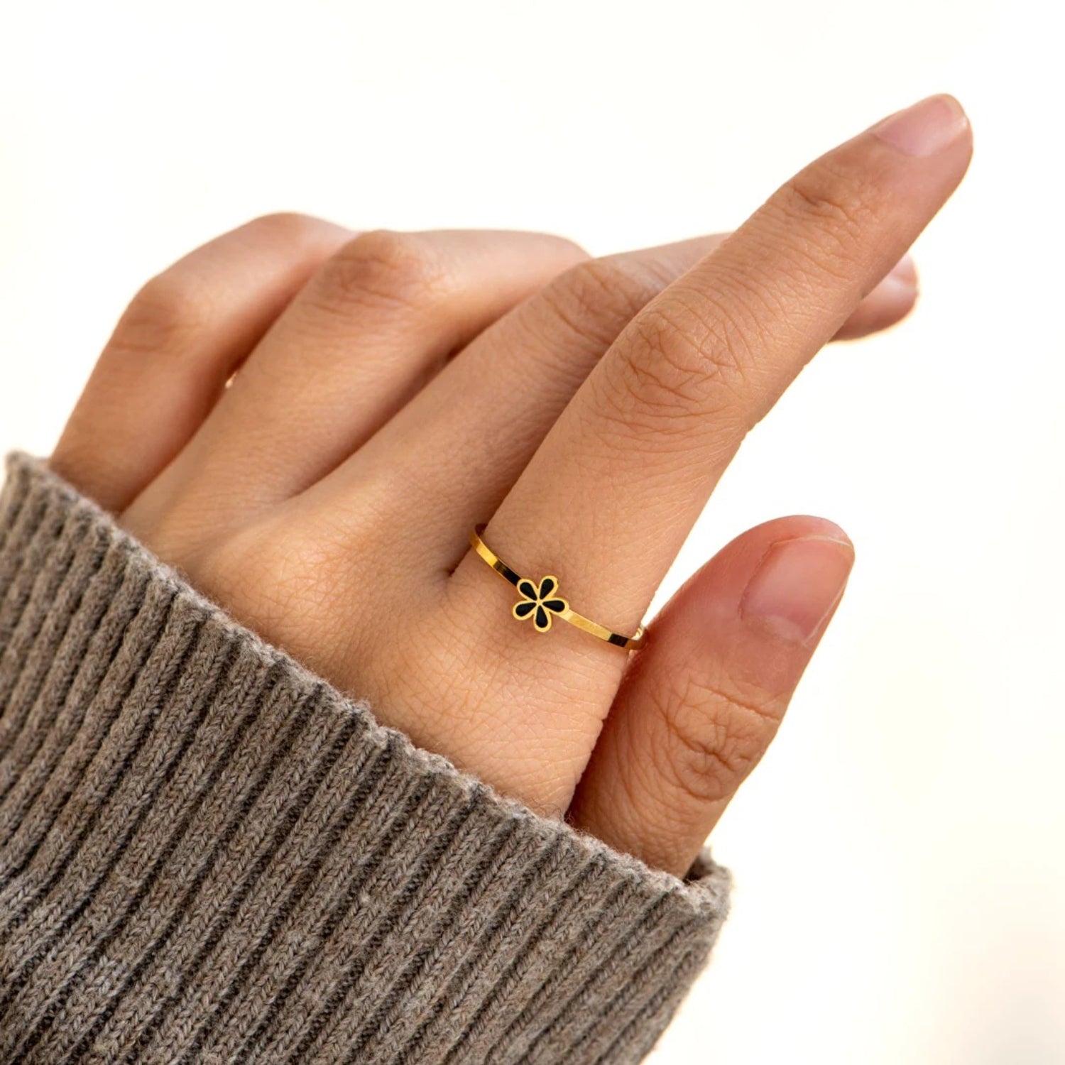 925 Sterling Silver Enamel Flower Ring - Luminous Bear Shop