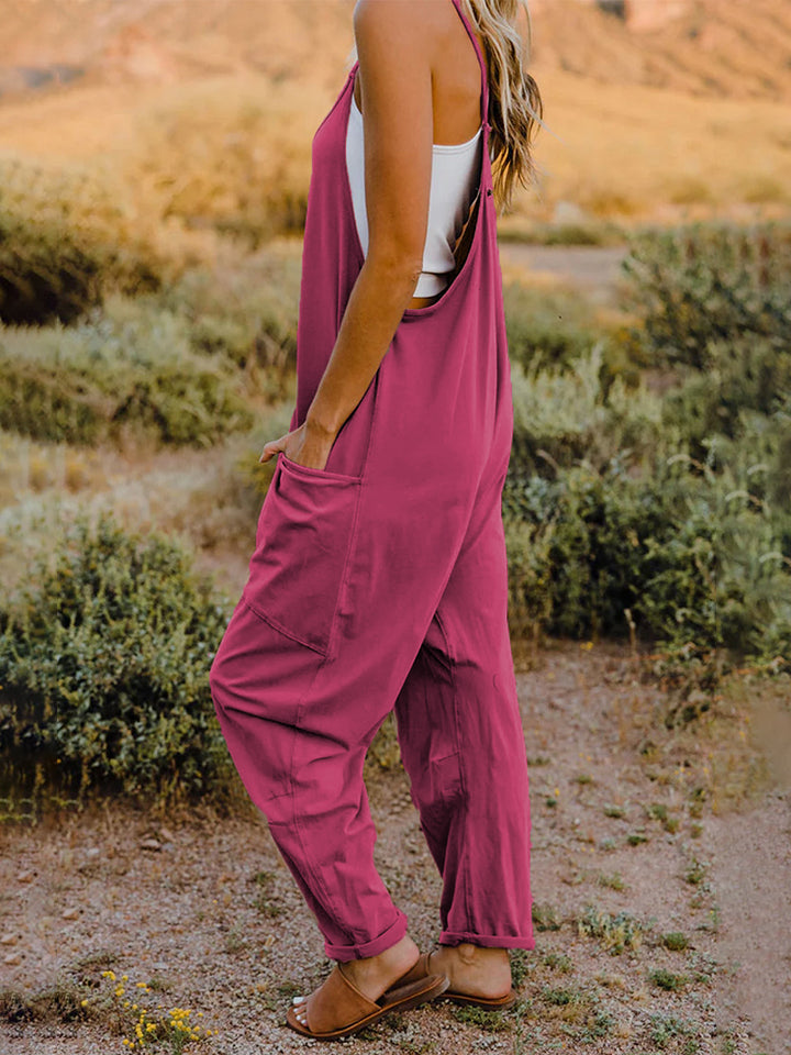 Full Size Sleeveless V-Neck Pocketed Jumpsuit - Luminous Bear Shop