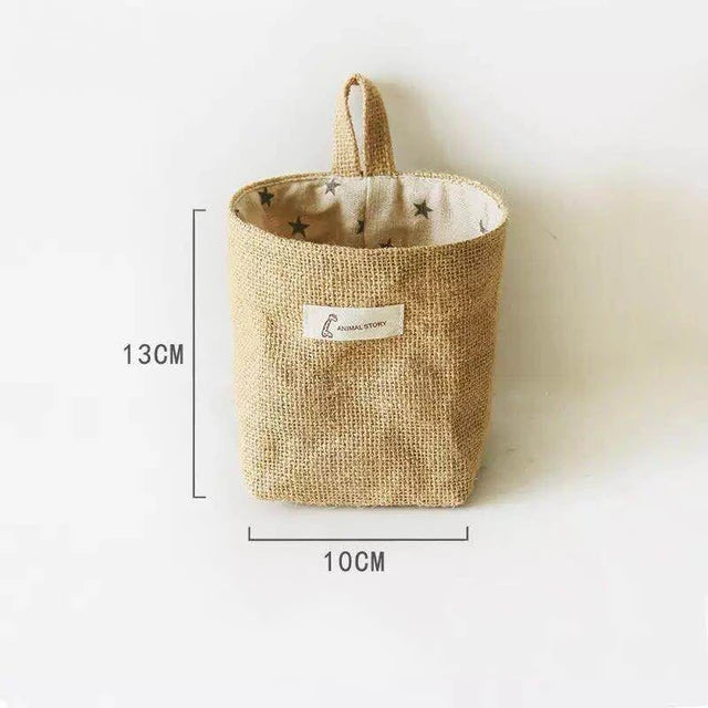 Cotton Linen Storage Basket Hanging Pocket Jute Bag - Luminous Bear Shop