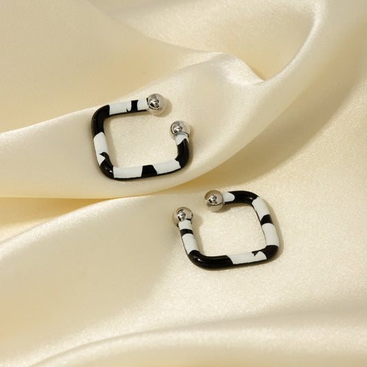 Stainless Steel Oil Drip Cuff Earrings - Luminous Bear Shop