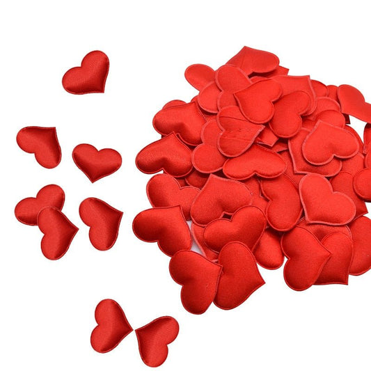 50Pcs 32mm Romantic Sponge Satin Fabric Heart Petals Wedding Confetti Table Bed Heart Petals Wedding Valentine Decoration - Luminous Bear