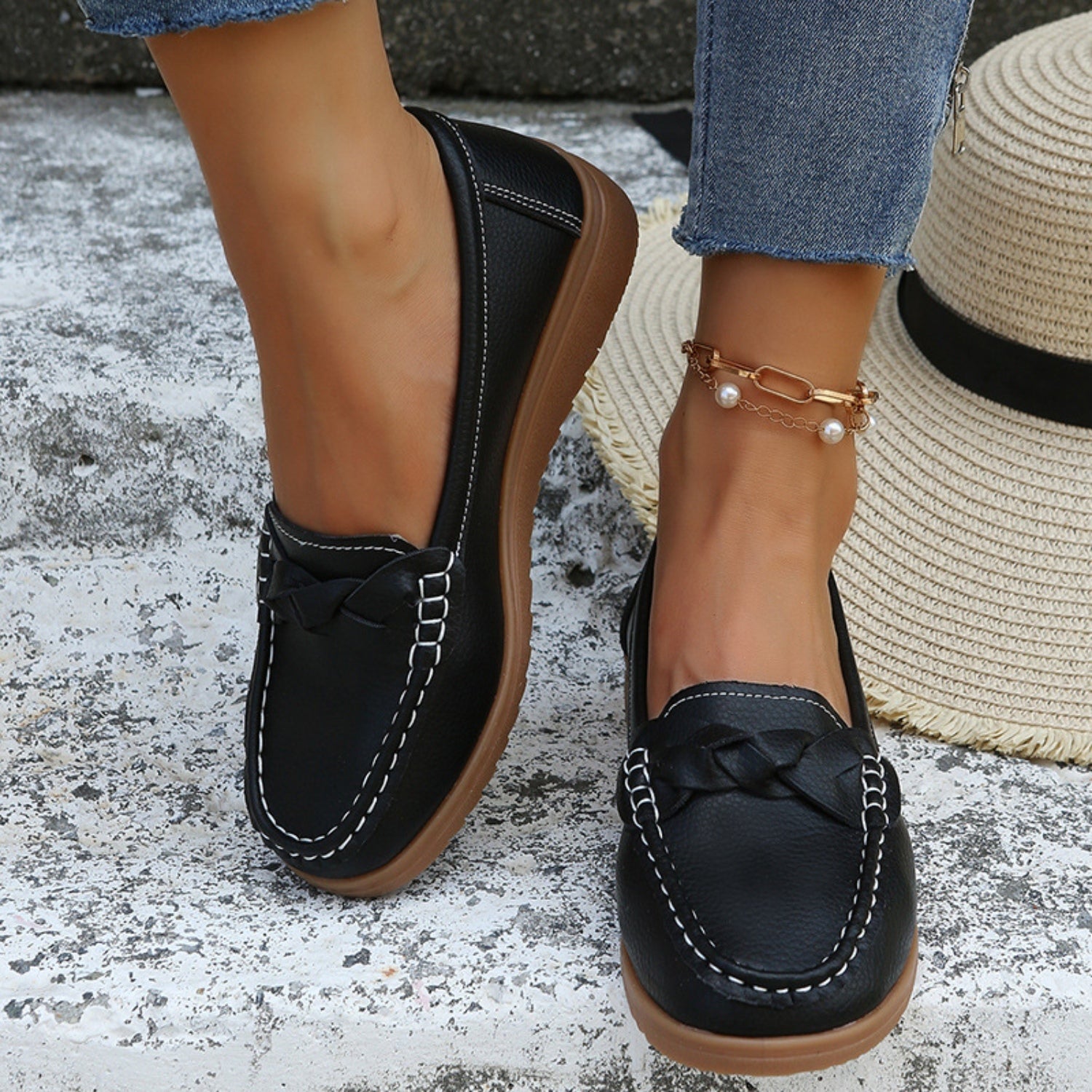Weave Wedge Heeled Loafers - Luminous Bear Shop