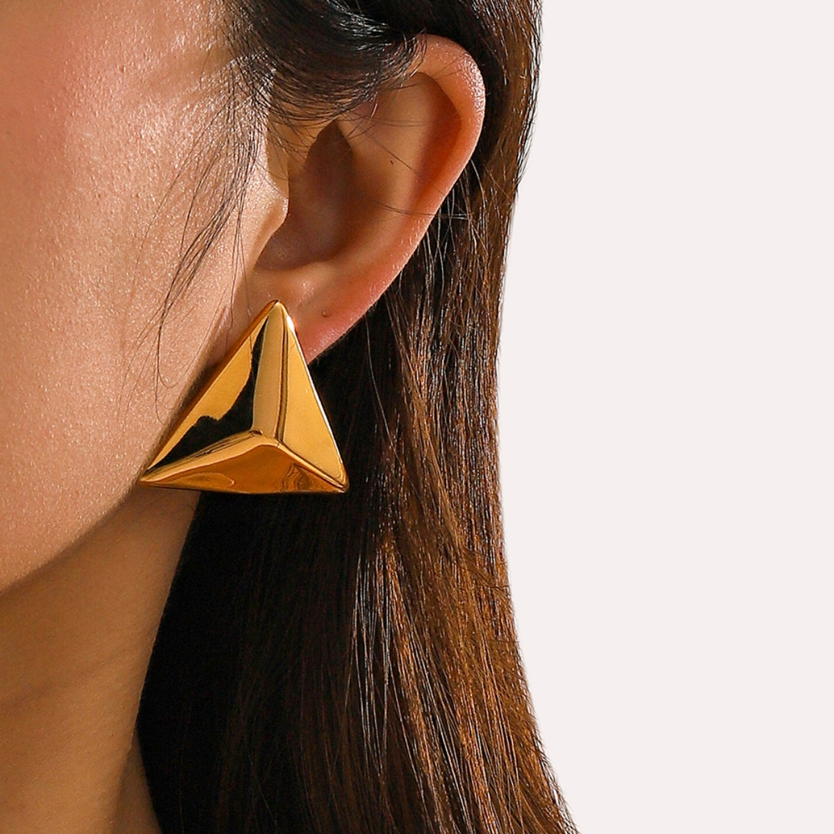 Stainless Steel 3D Triangle Earrings - Luminous Bear Shop