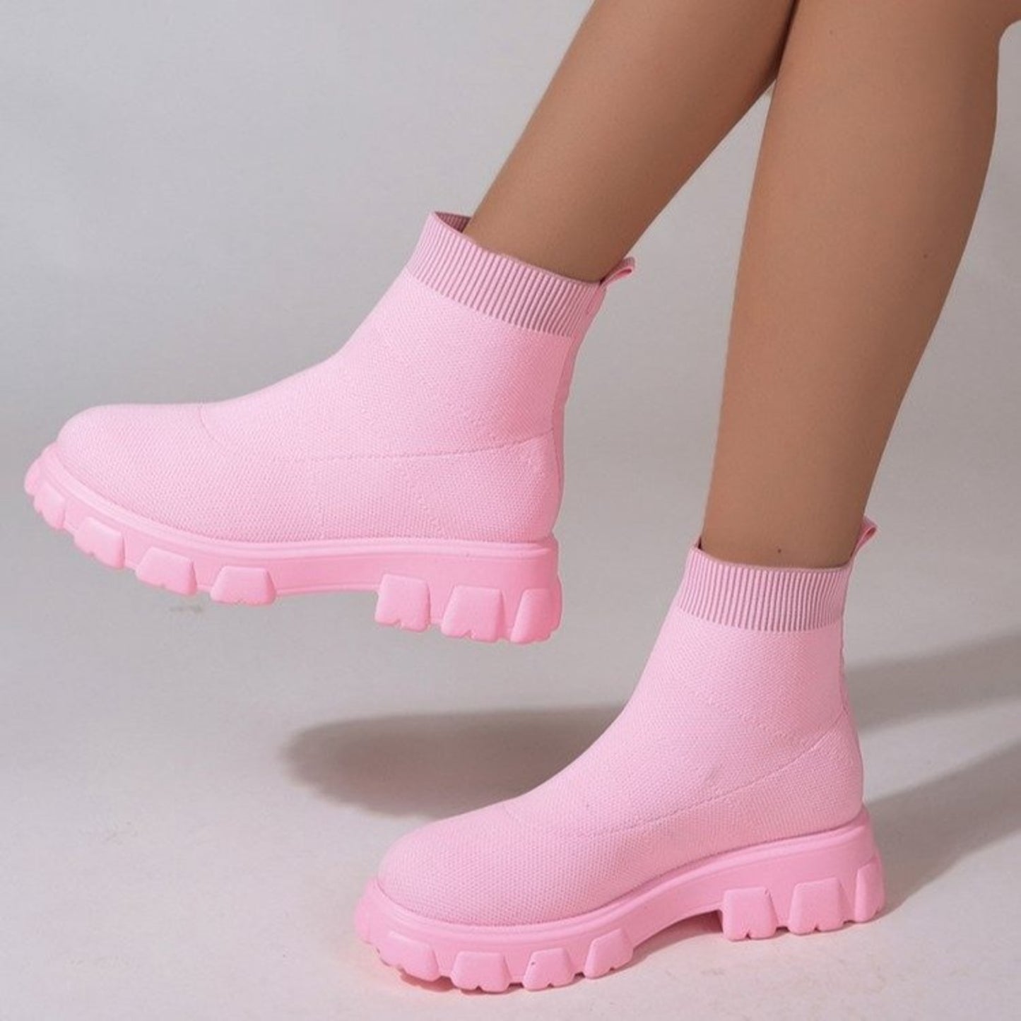 Mesh Round Toe Platform Boots - Luminous Bear Shop