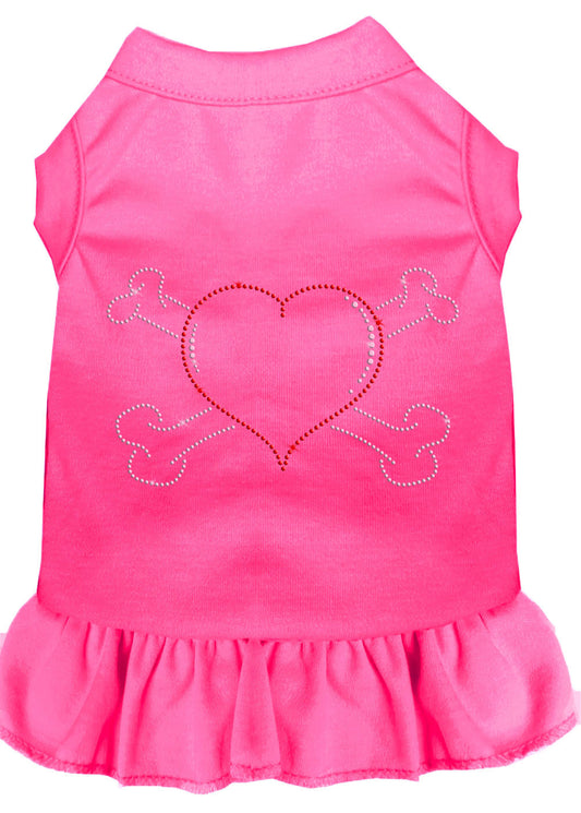 Rhinestone Heart and crossbones Dress Bright Pink XL - Luminous Bear Shop