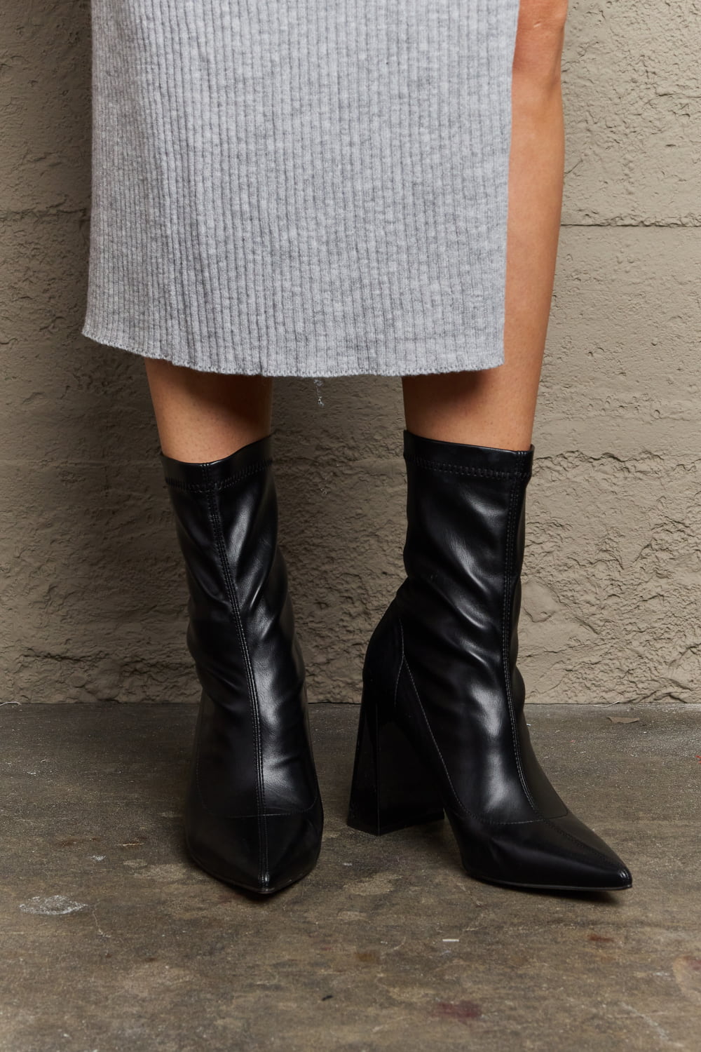 Weeboo Stacy Block Heel Sock Boots - Luminous Bear Shop