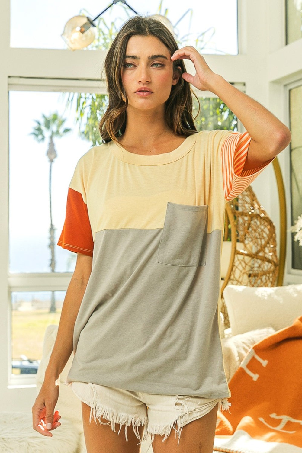 BiBi Color Block Short Sleeve T-Shirt - Luminous Bear Shop