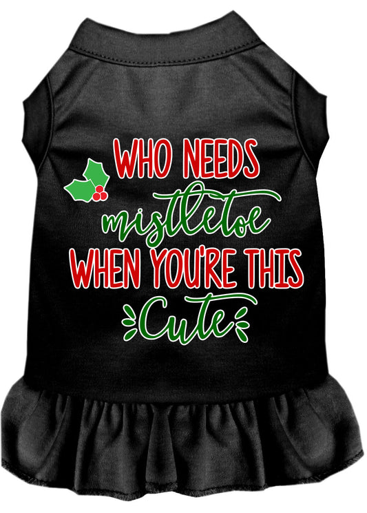 Who Needs Mistletoe Screen Print Dog Dress Black Sm - Luminous Bear Shop