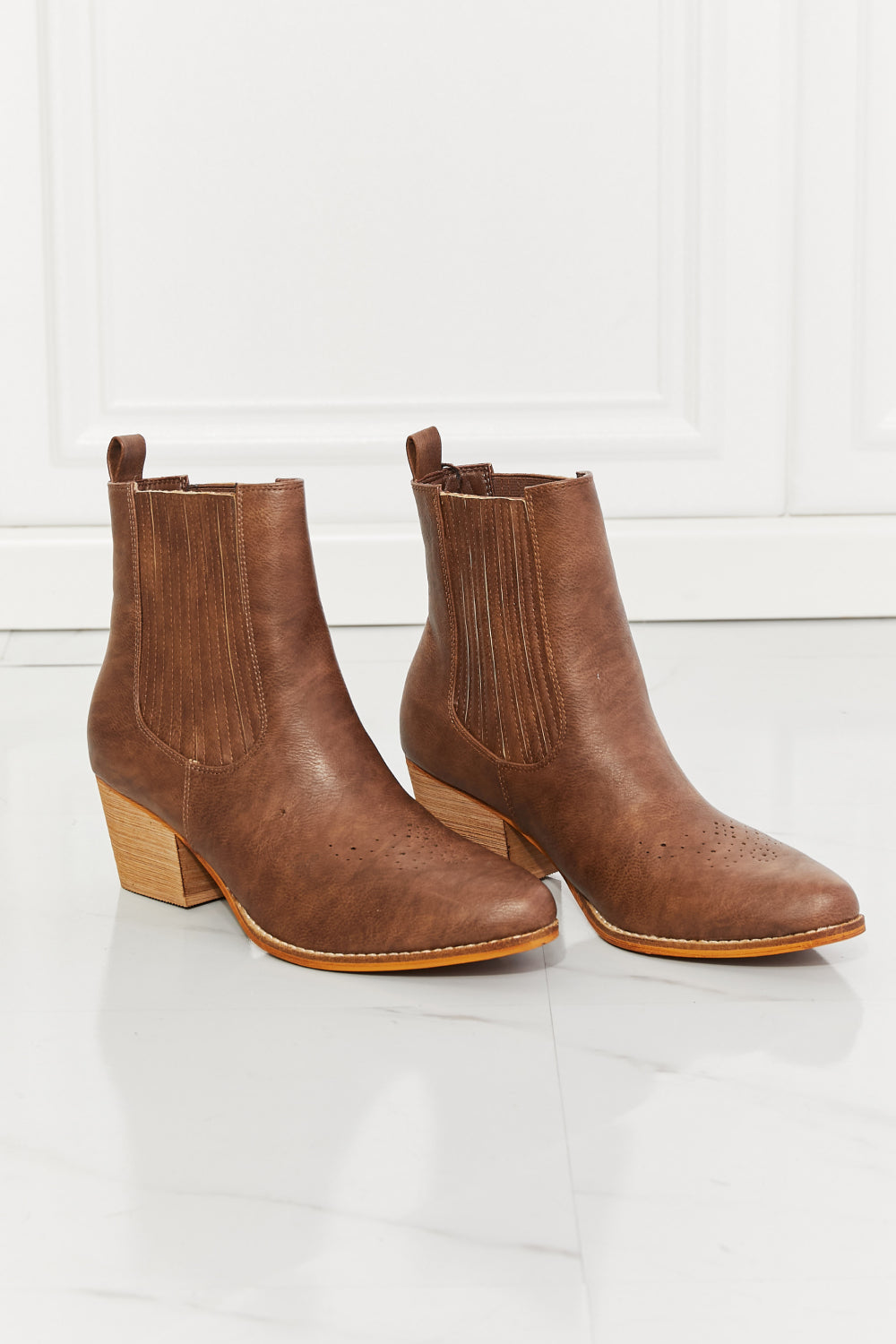 MMShoes Love the Journey Stacked Heel Chelsea Boot in Chestnut - Luminous Bear Shop
