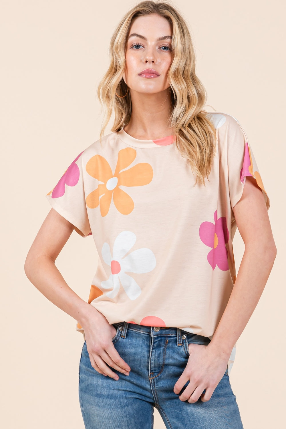 BOMBOM Floral Short Sleeve T-Shirt - Luminous Bear Shop