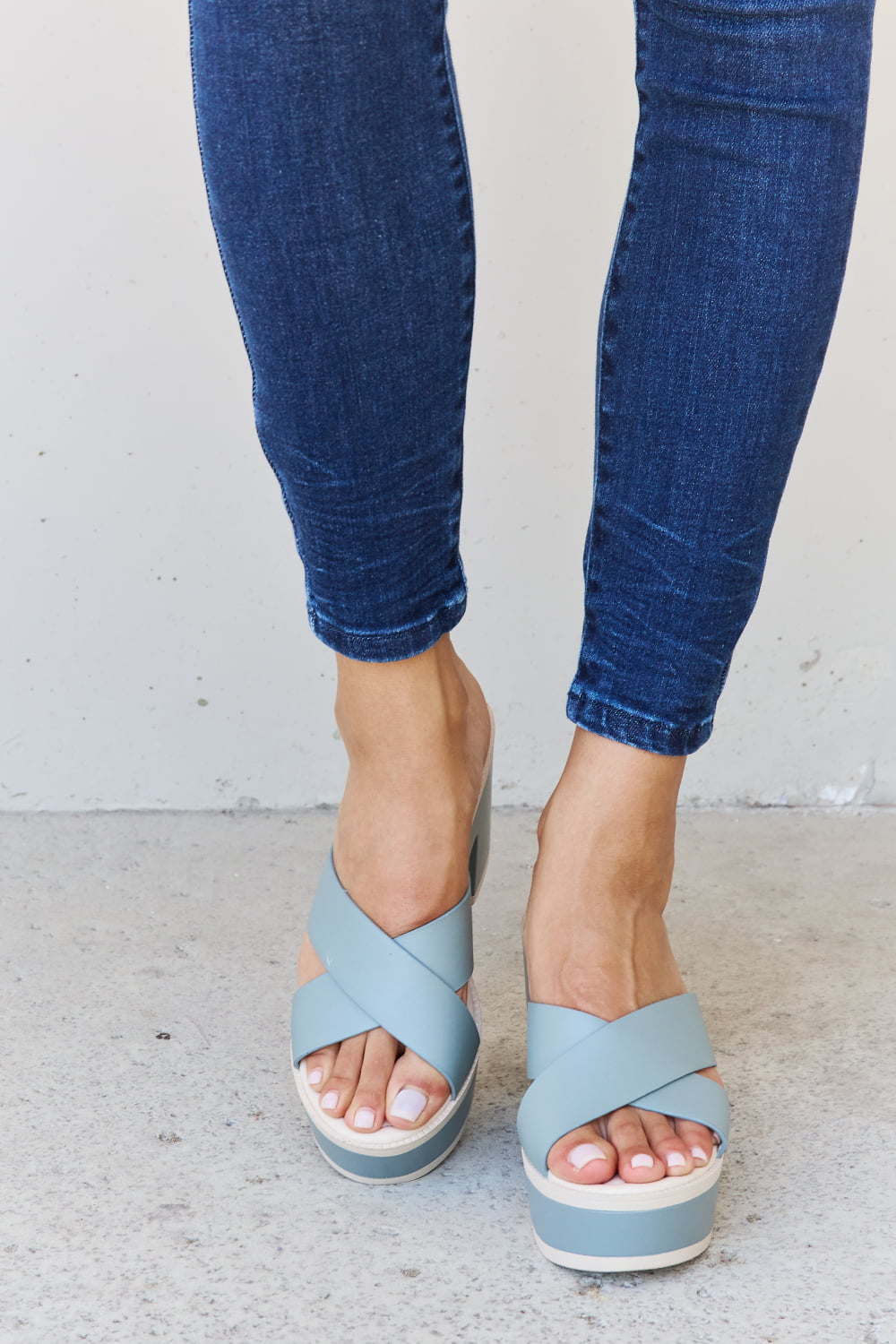 Weeboo Cherish The Moments Contrast Platform Sandals in Misty Blue - Luminous Bear Shop