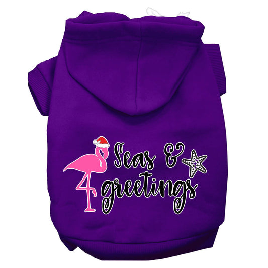 Seas and Greetings Screen Print Dog Hoodie Purple L - Luminous Bear Shop