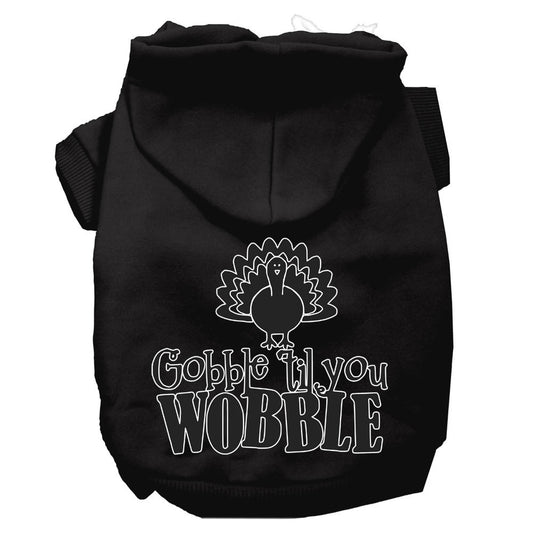 Gobble til You Wobble Screen Print Dog Hoodie Black L - Luminous Bear Shop