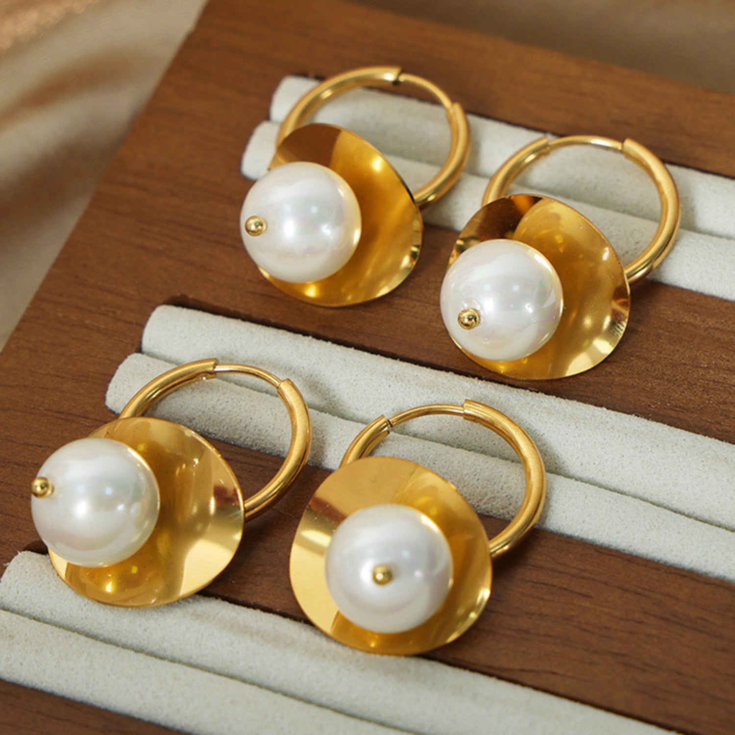 18K Gold-Plated Bead Dangle Earrings - Luminous Bear Shop
