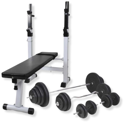 Workout Bench with Weight Rack, Barbell and Dumbbell Set 264.6 lb