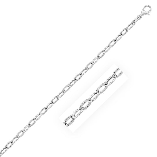 Size: 10'' - 14k White Gold Anklet with Fancy Hammered Oval Links - Luminous Bear Shop