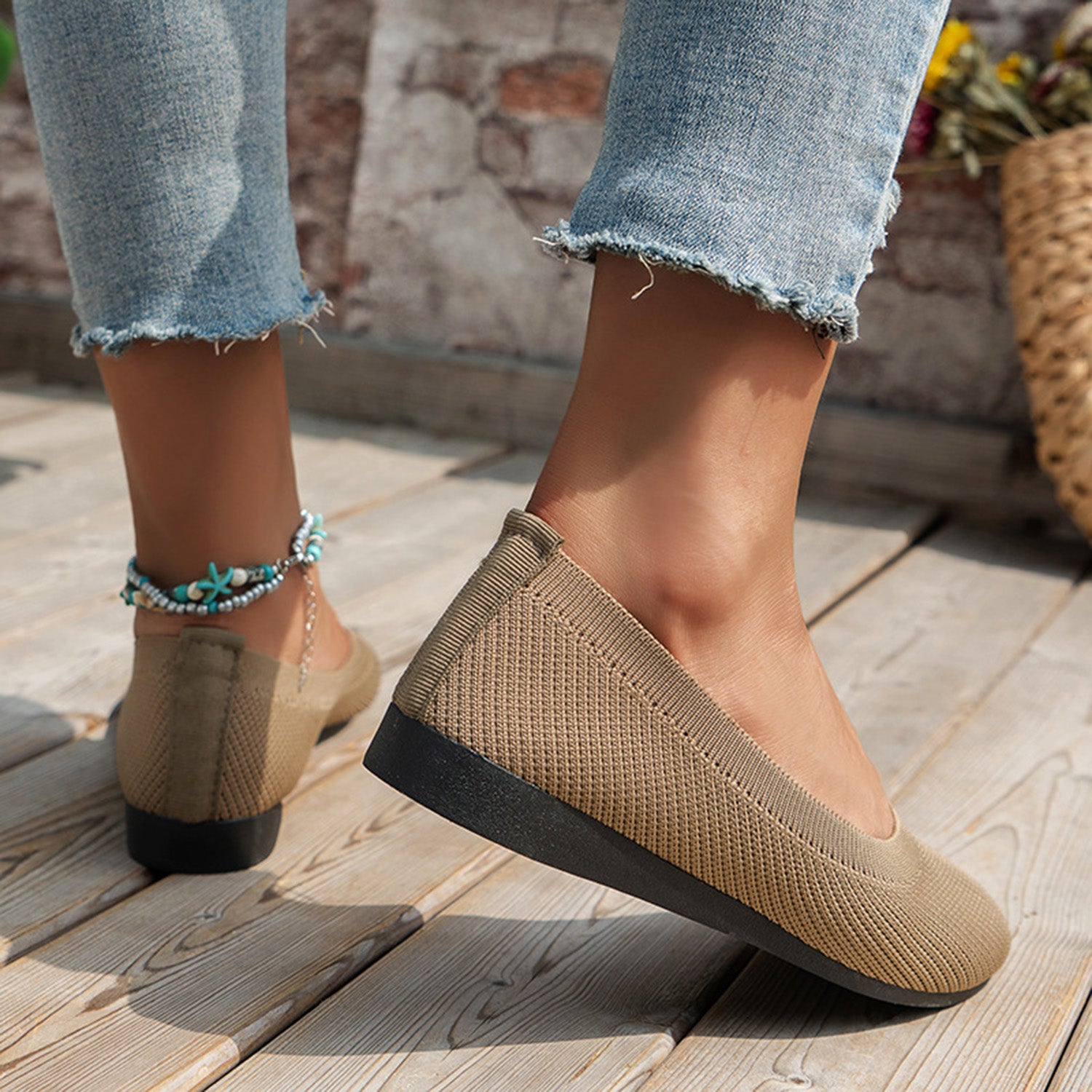 Round Toe Knit Ballet Flats - Luminous Bear Shop
