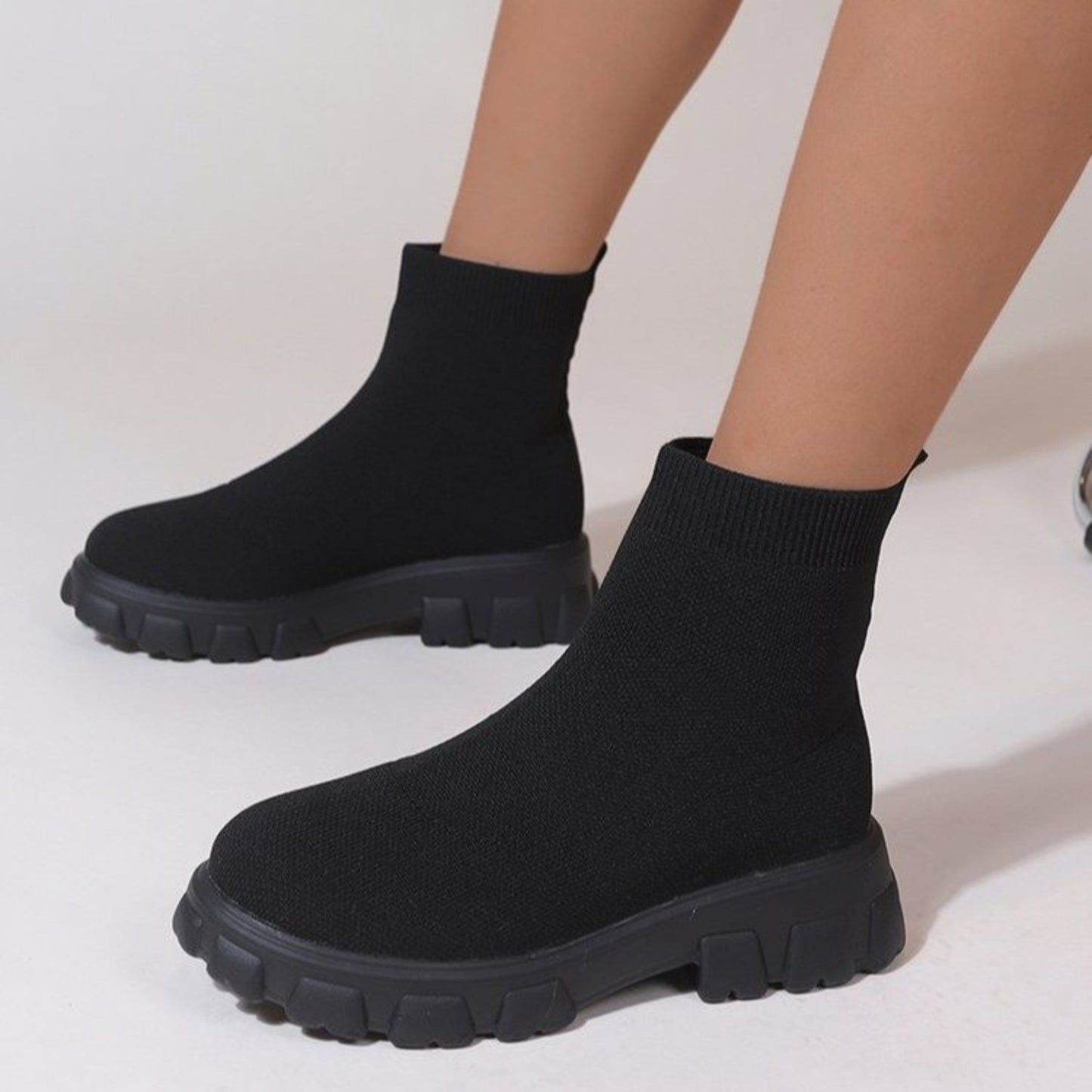 Mesh Round Toe Platform Boots - Luminous Bear Shop