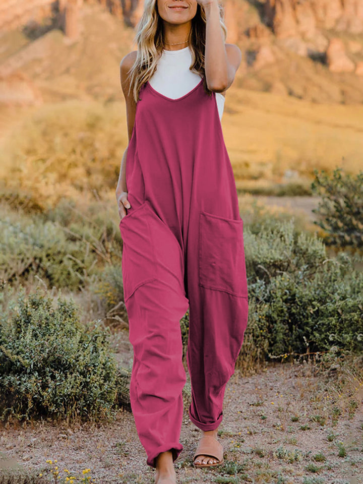 Full Size Sleeveless V-Neck Pocketed Jumpsuit - Luminous Bear Shop