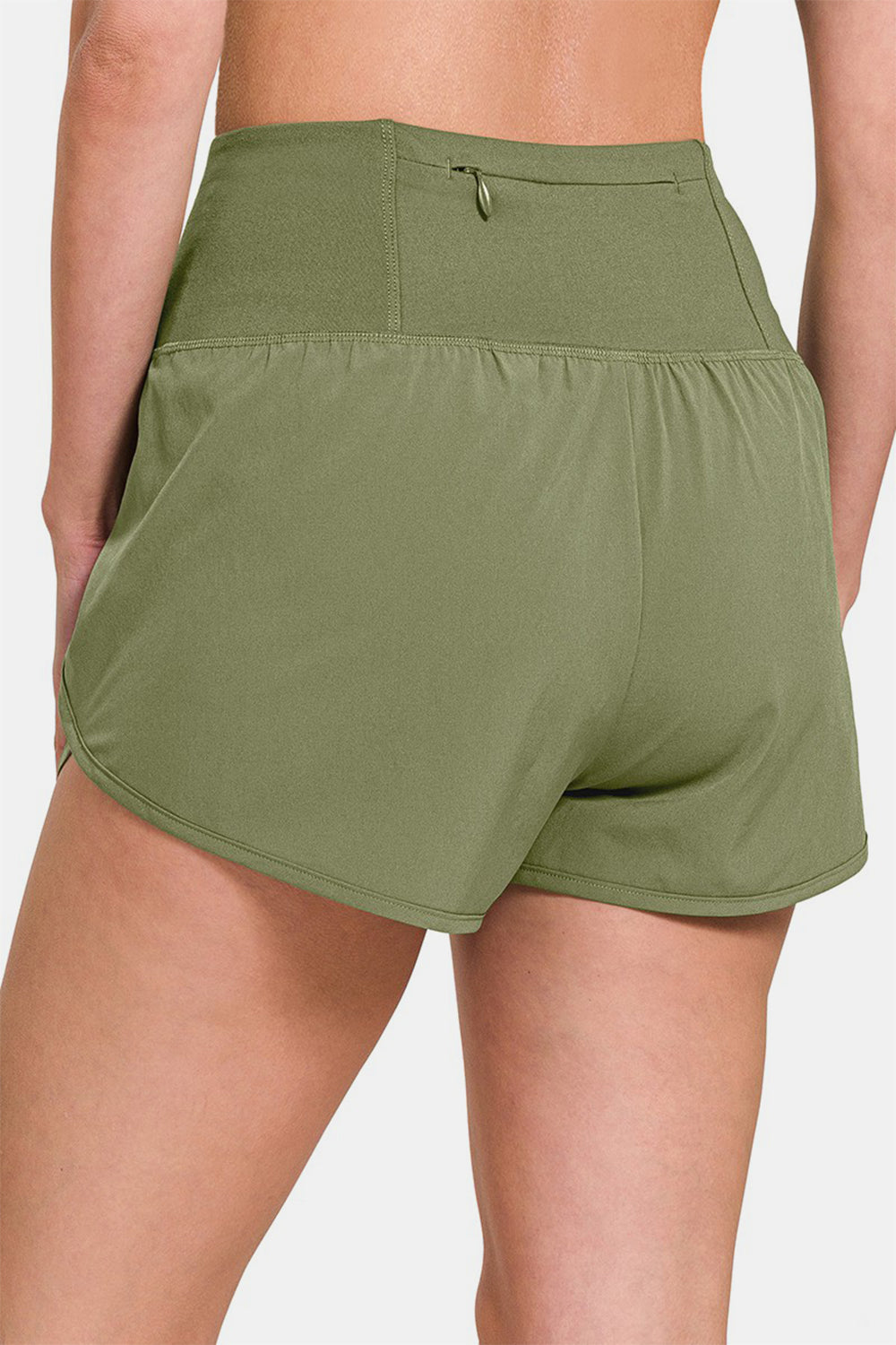 High-Waisted Zippered Back Pocket Active Shorts - Luminous Bear Shop