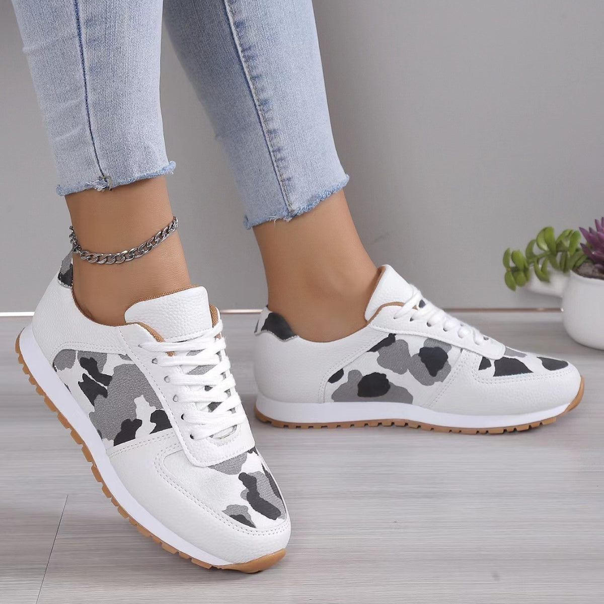 Tied Printed PU Leather Athletic - Luminous Bear Shop