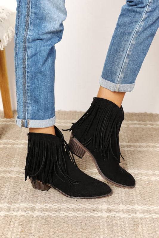 Legend Women's Fringe Cowboy Western Ankle Boots - Luminous Bear Shop