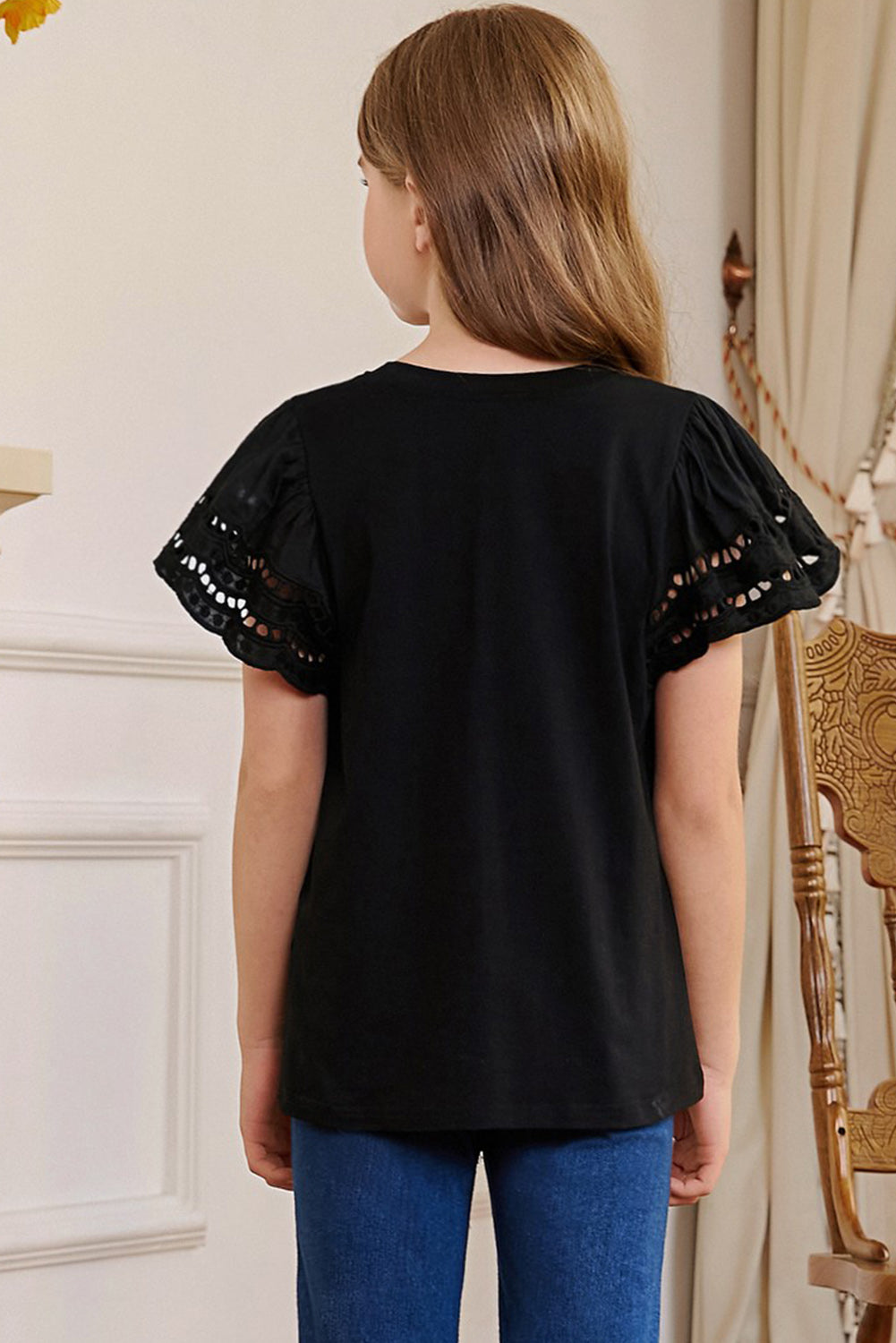 Round Neck Flutter Sleeve T-Shirt - Luminous Bear Shop