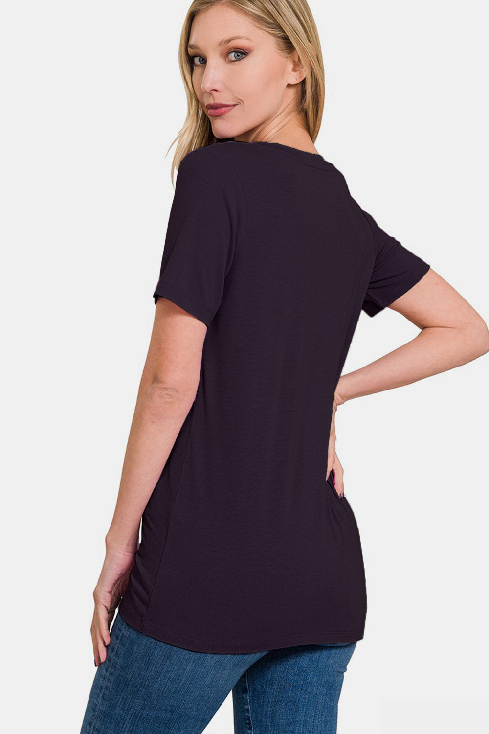 Zenana V-Neck Short Sleeve T-Shirt - Luminous Bear Shop