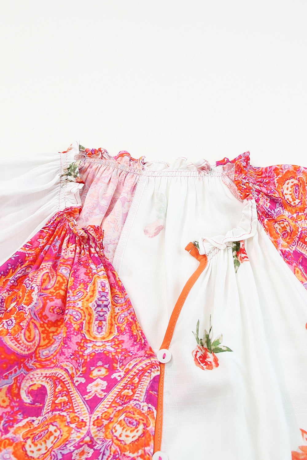 Printed V-Neck Short Sleeve Blouse - Luminous Bear Shop