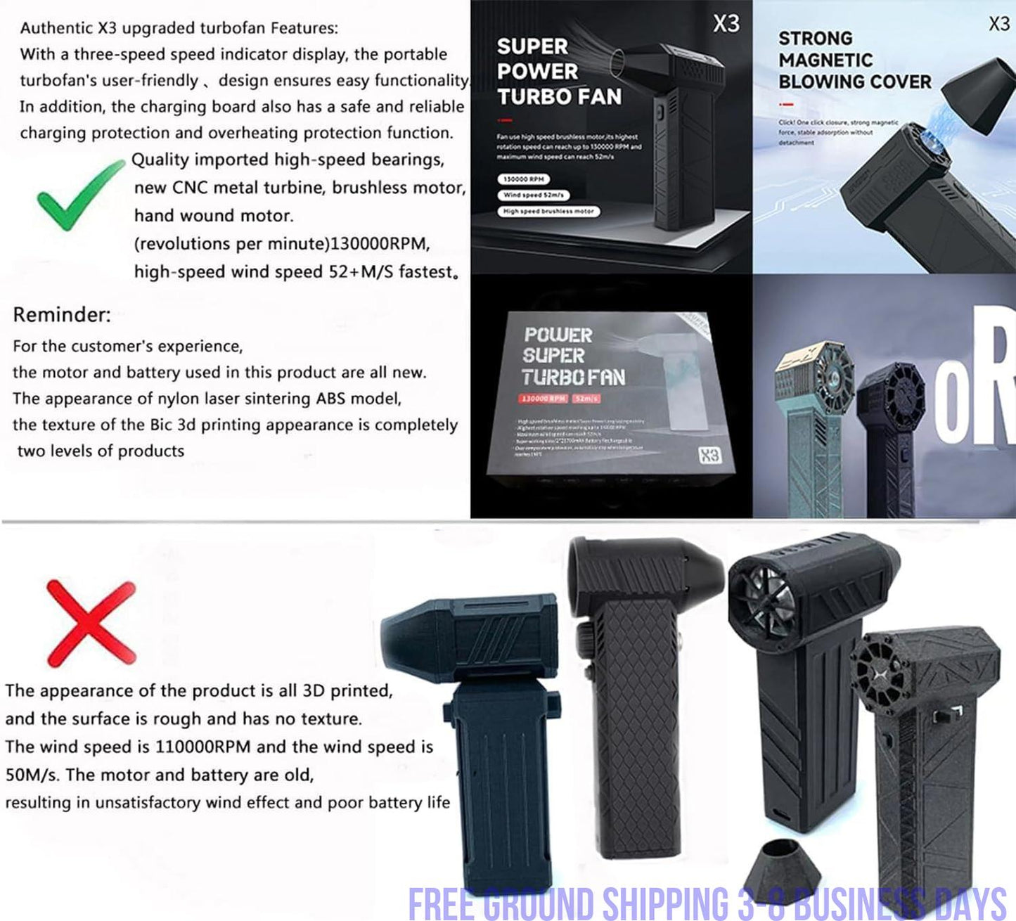 Mini Turbo Jet Fan 130000 RPM Turbo Blower Jet Fan Violent Turbofan Brushless Motor Rechargeable ships from USA