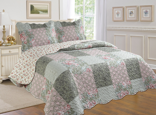 3-Piece Cotton Blend Reversible Quilt Set - Luminous Bear Shop