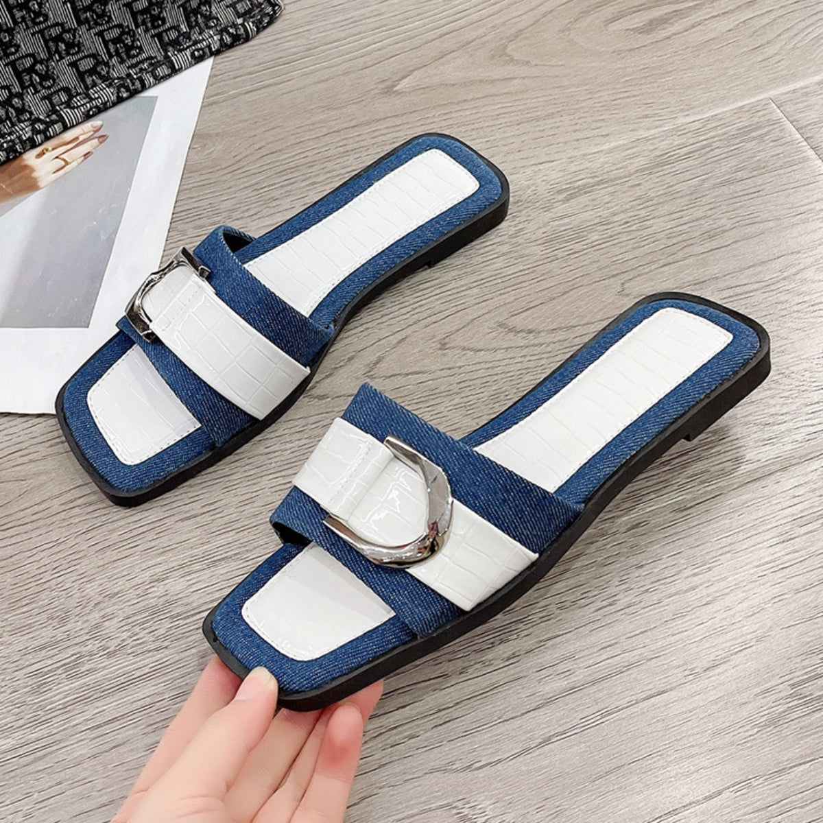 Buckle Trim Open Toe Sandals - Luminous Bear Shop