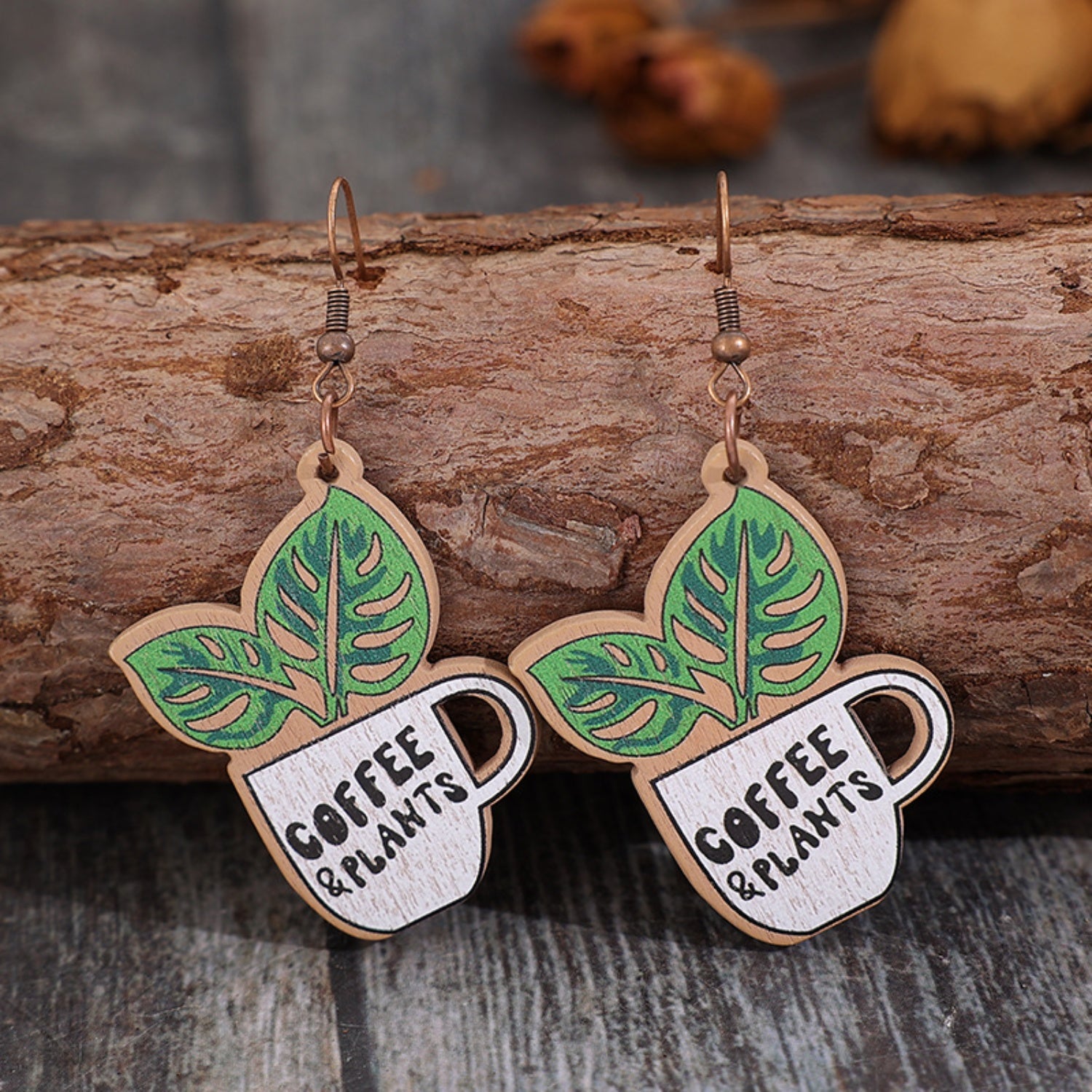 Wooden Alloy Dangle Earrings - Luminous Bear Shop