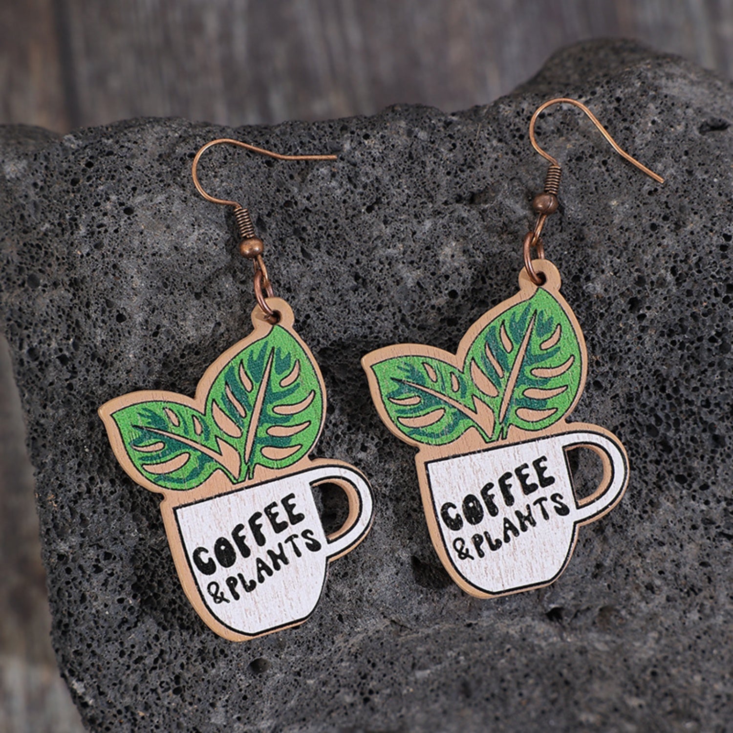 Wooden Alloy Dangle Earrings - Luminous Bear Shop