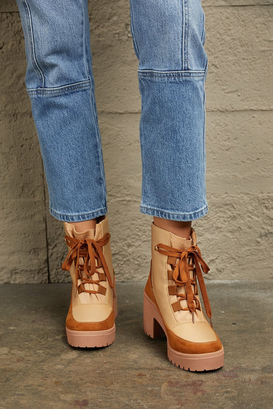 East Lion Corp Lace Up Lug Booties - Luminous Bear Shop