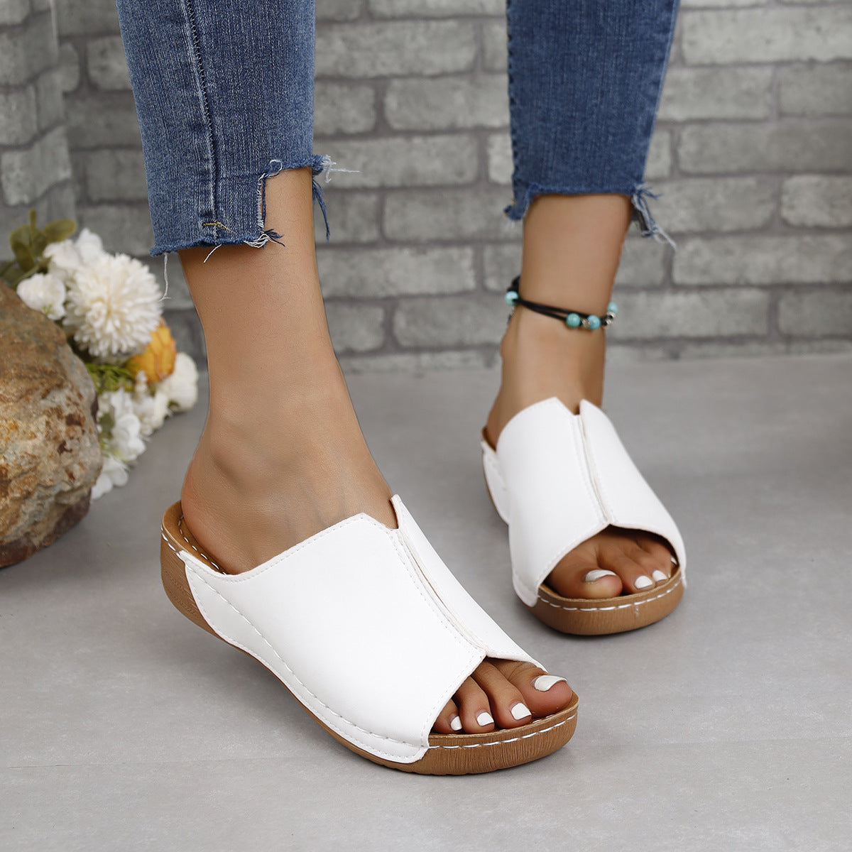 PU Leather Open Toe Sandals - Luminous Bear Shop