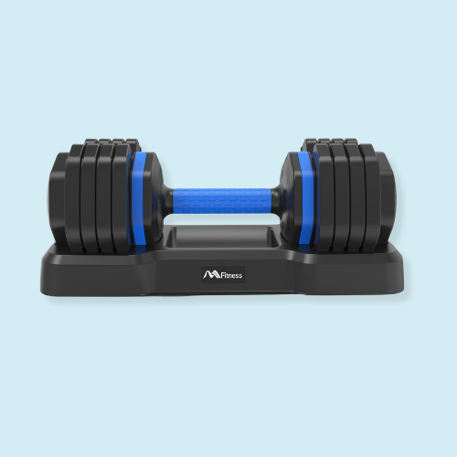 Adjustable Dumbbell - 55lb Single Dumbbell with Anti-Slip Handle, Fast Adjust Weight by Turning Handle with Tray, Exercise Fitness Dumbbell Suitable for Full Body Workout