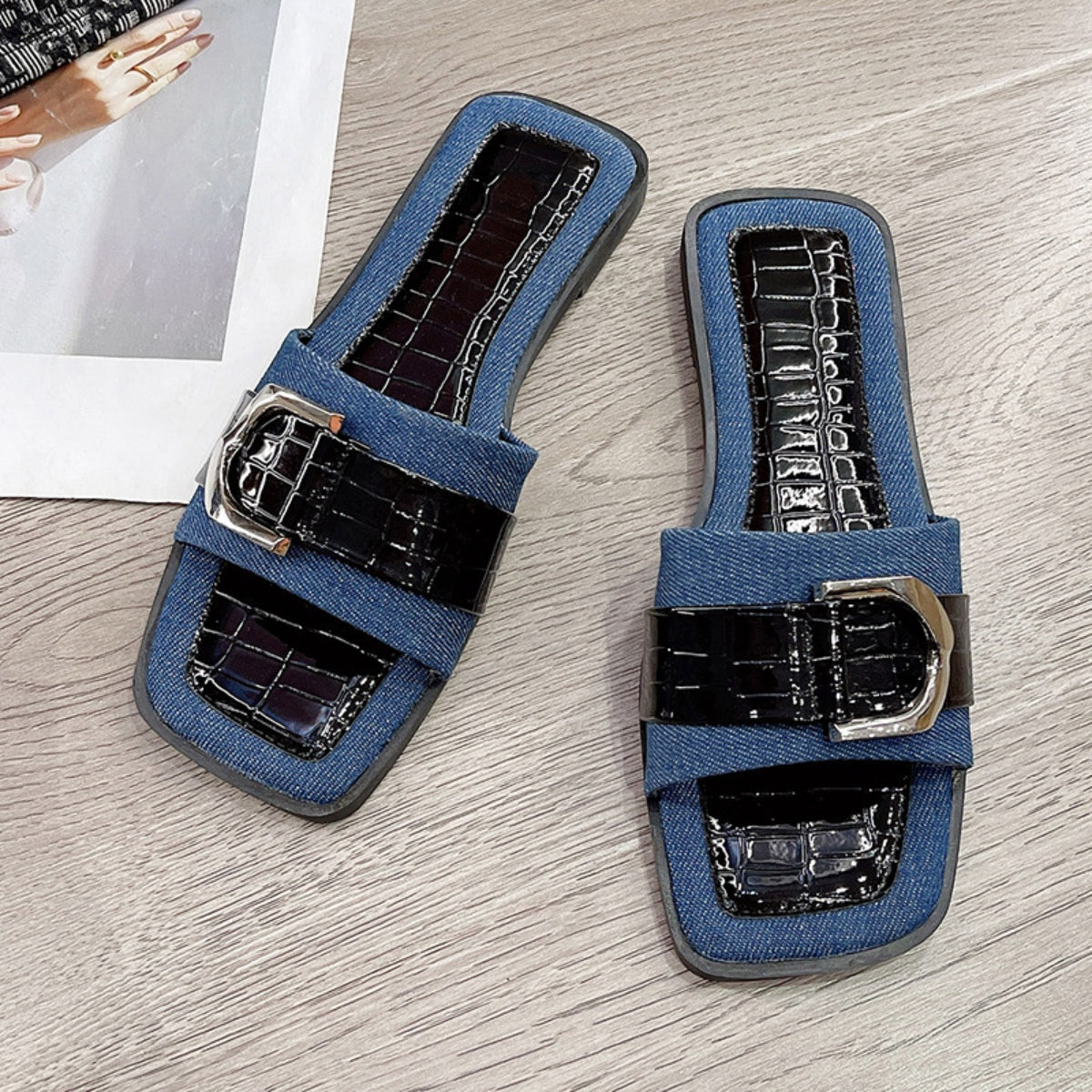 Buckle Trim Open Toe Sandals - Luminous Bear Shop