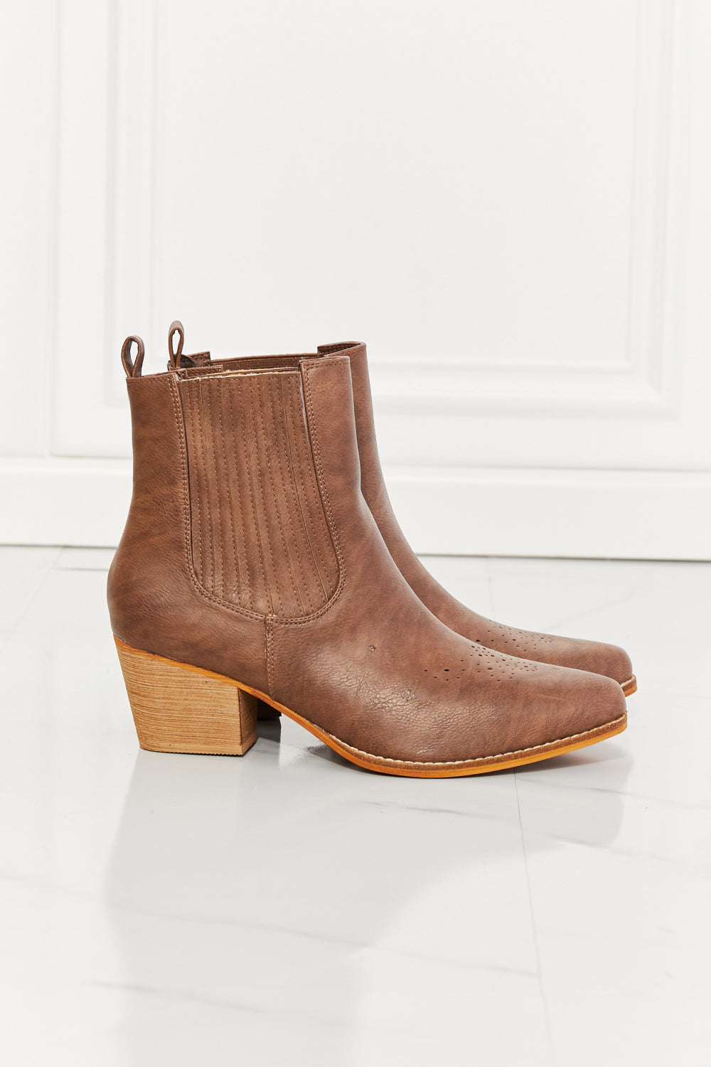 MMShoes Love the Journey Stacked Heel Chelsea Boot in Chestnut - Luminous Bear Shop