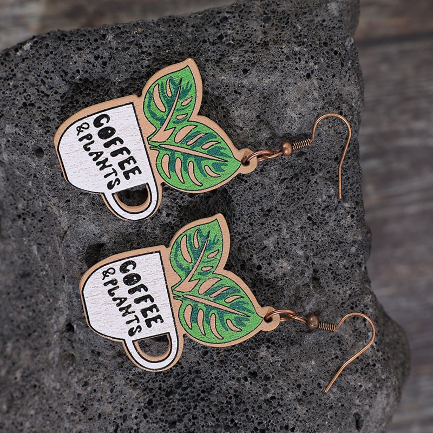 Wooden Alloy Dangle Earrings - Luminous Bear Shop