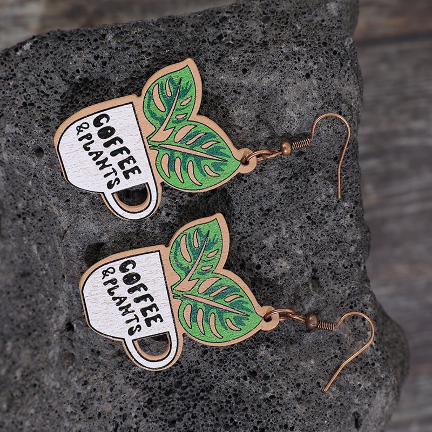 Wooden Alloy Dangle Earrings - Luminous Bear Shop