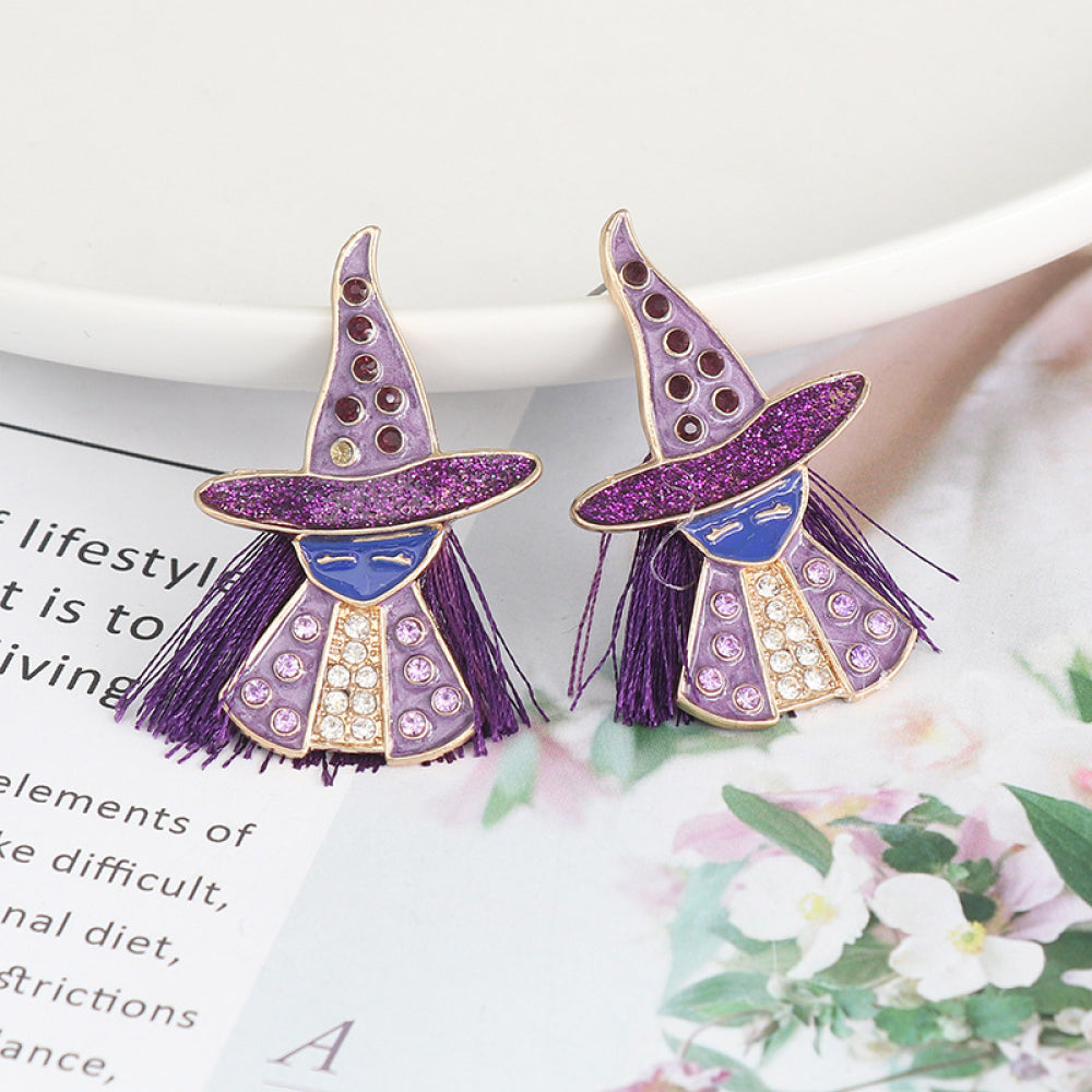 Witch Rhinestone Alloy Earrings - Luminous Bear Shop