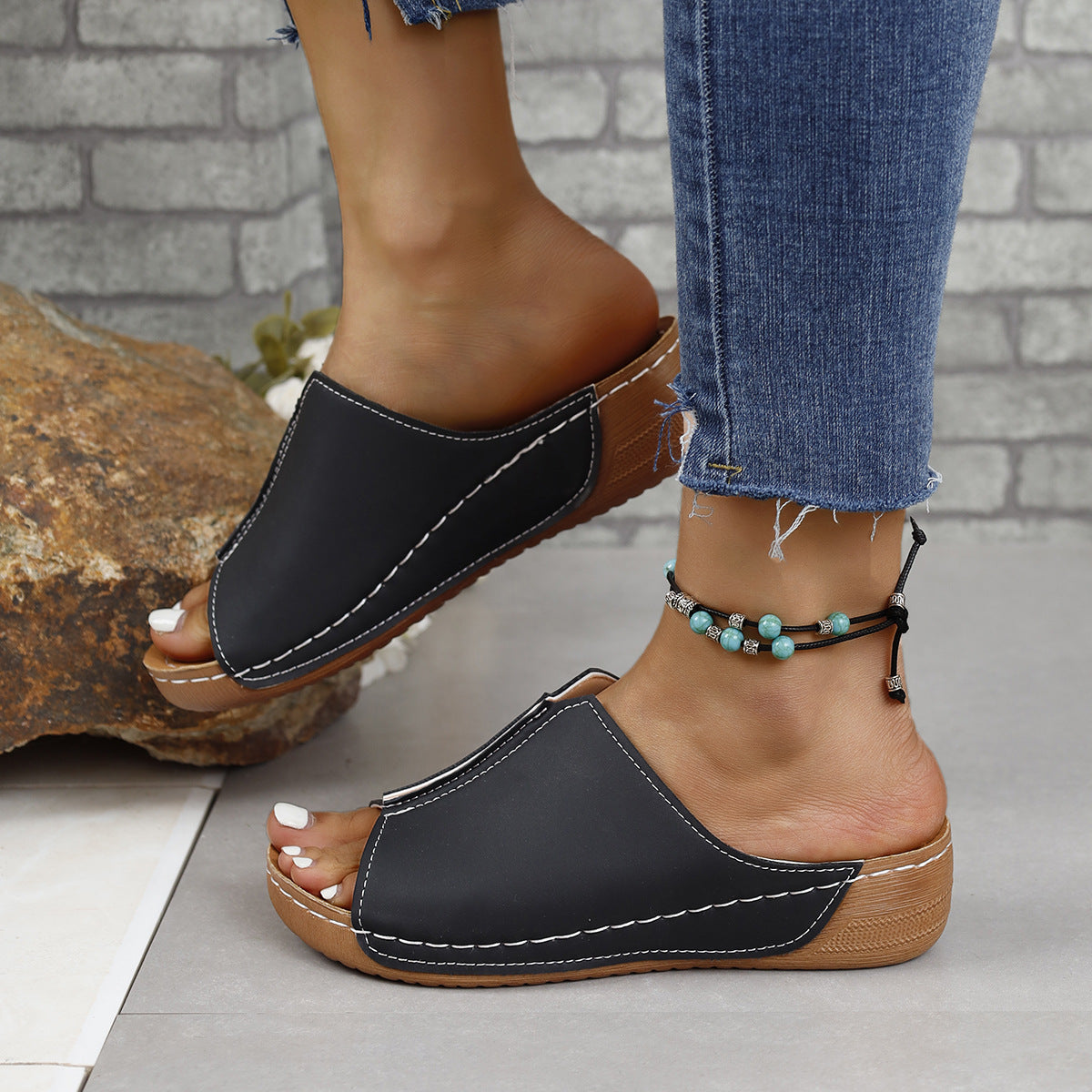 PU Leather Open Toe Sandals - Luminous Bear Shop
