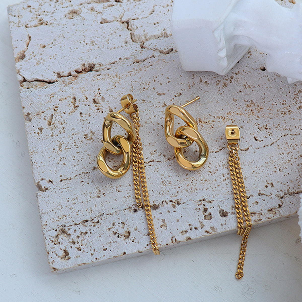 Titanium Steel Chain Shape Earrings - Luminous Bear Shop