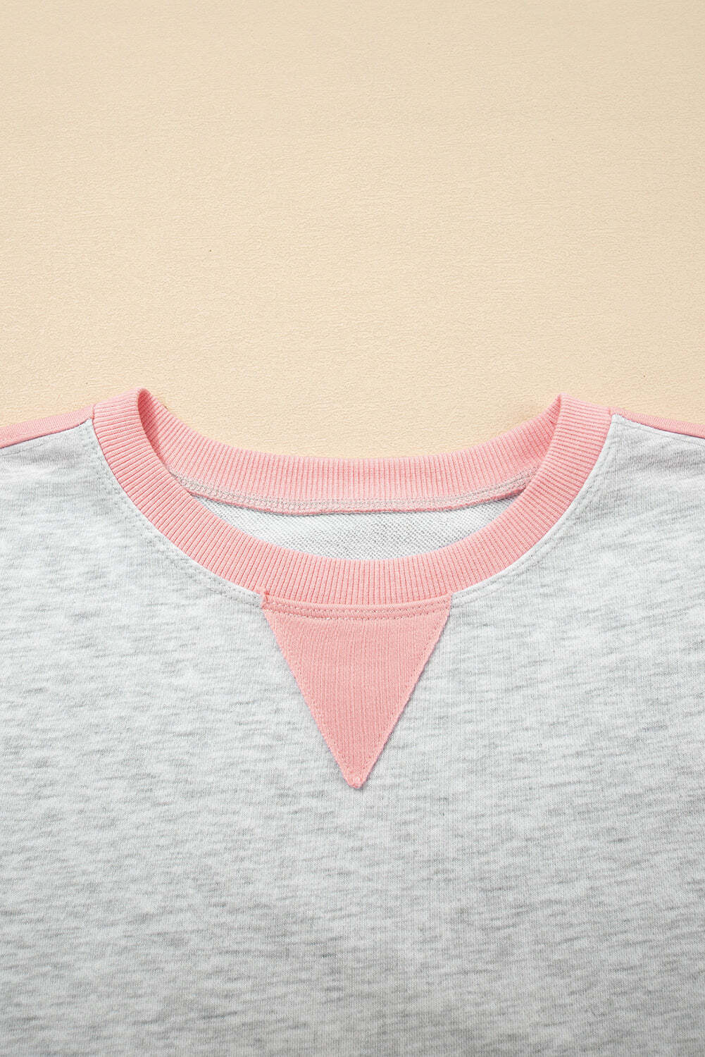 Light Grey Color Block Raw Hem Pullover and Casual Shorts Set