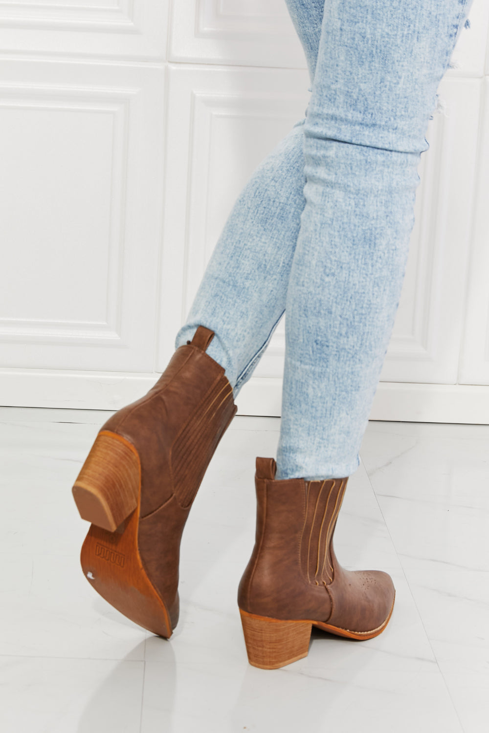 MMShoes Love the Journey Stacked Heel Chelsea Boot in Chestnut - Luminous Bear Shop
