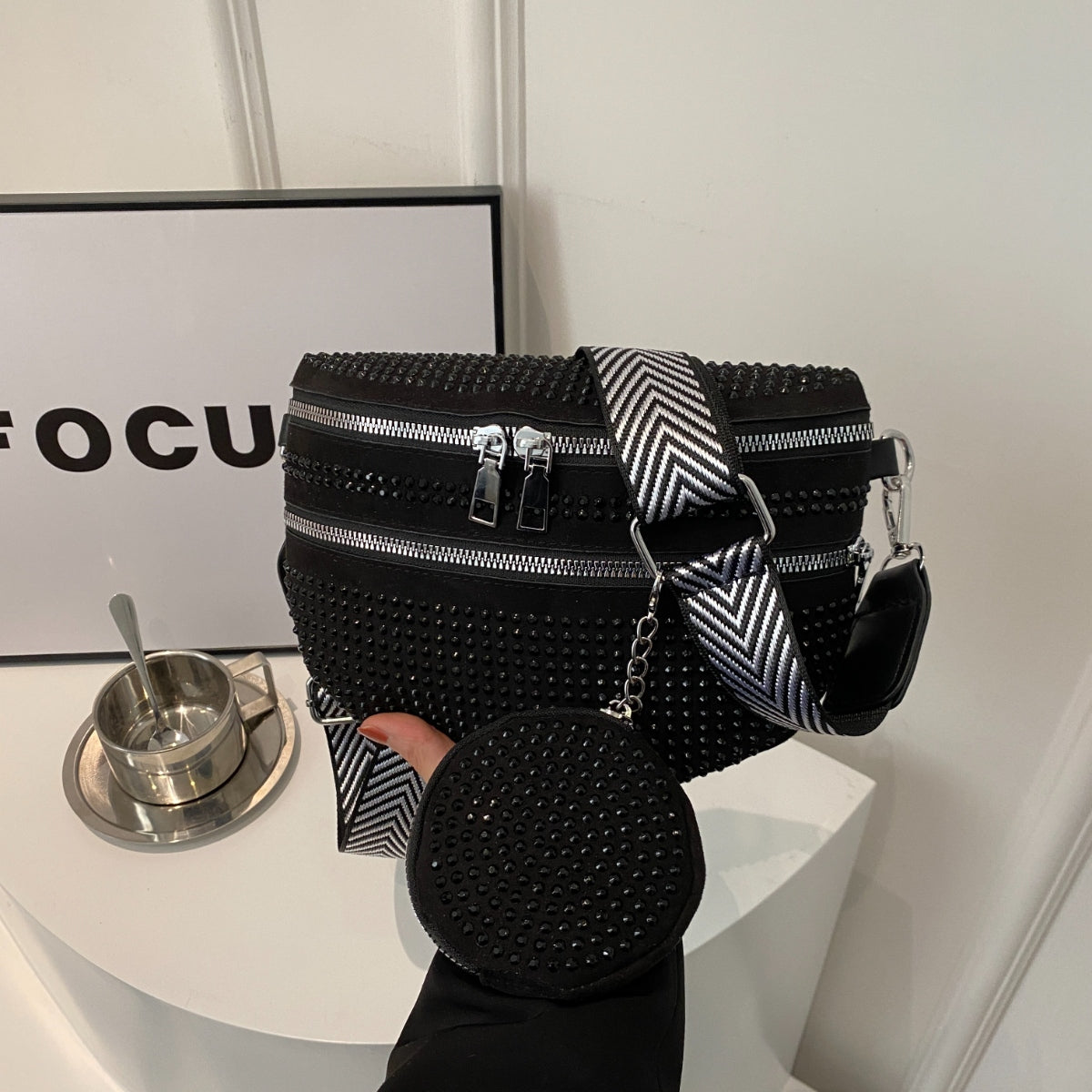 Studded Adjustable Strap Crossbody Bag - Luminous Bear Shop